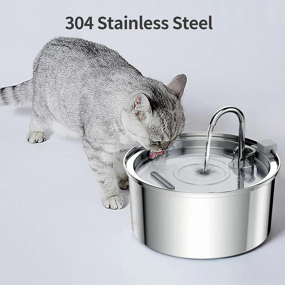 PetWell Stainless Steel Pet Water Fountain – USB Automatic, Ultra-Quiet | Cats & Small Dogs