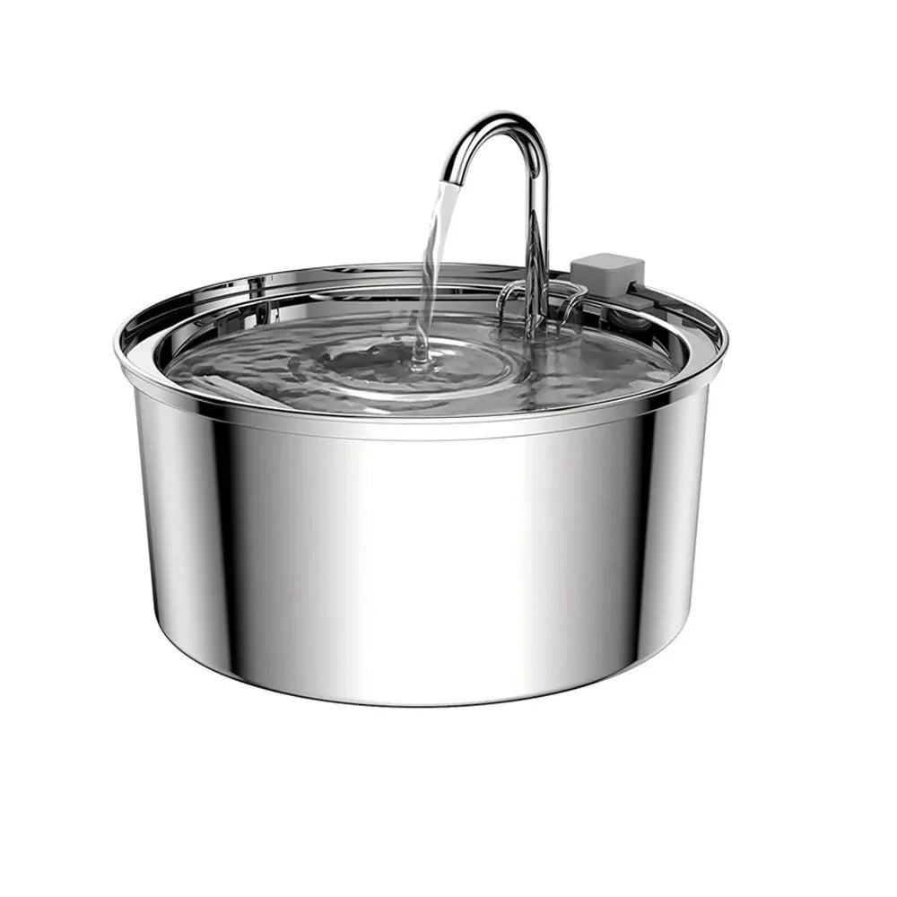 PetWell Stainless Steel Pet Water Fountain – USB Automatic, Ultra-Quiet | Cats & Small Dogs